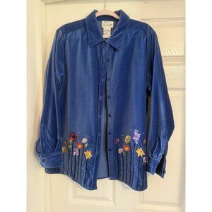Velvet Quacker Factory Embroidery Button Up Shirt Size L